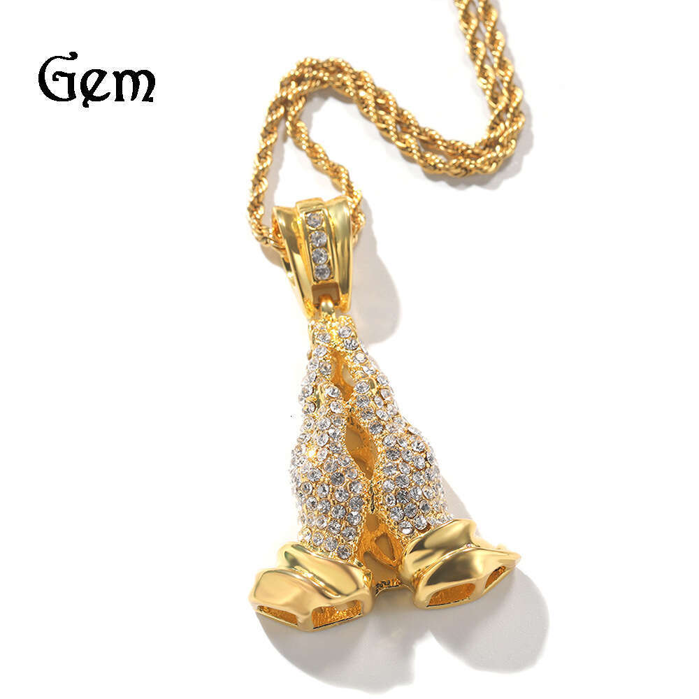 Unique Double-Handed Full Dia Pendant Sweater Chain Metal Men's Necklace Alloy Accessory