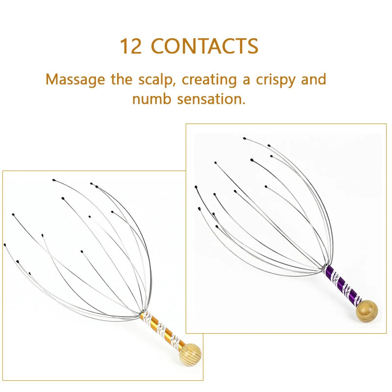 Octopus Head Massager Stainless Steel Engraved Relaxer Brain Massage Claw Scalp Scratcher Itch Reliever 250605