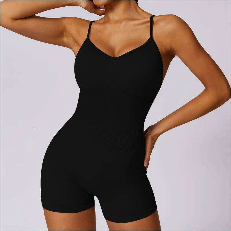 Fiess Top Gym Sleeveless Short Set Legging Women Bra Seamless One-Piece Yoga Suit Sportswear Sport Bodysuit Workout Clothing