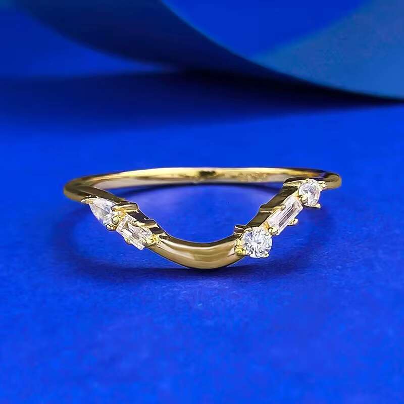 High Quality 2ct Marquise Cut Moissanite Diamond VVS D Color 925 Sterling Silver 18K Gold Plated Fashion Ring Set for Women