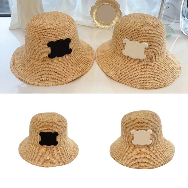 Seaside bucket hat designer summer luxury cap designer travel refreshing weave gorras designer straw hat fisherman simple attractive luxurious ho0211