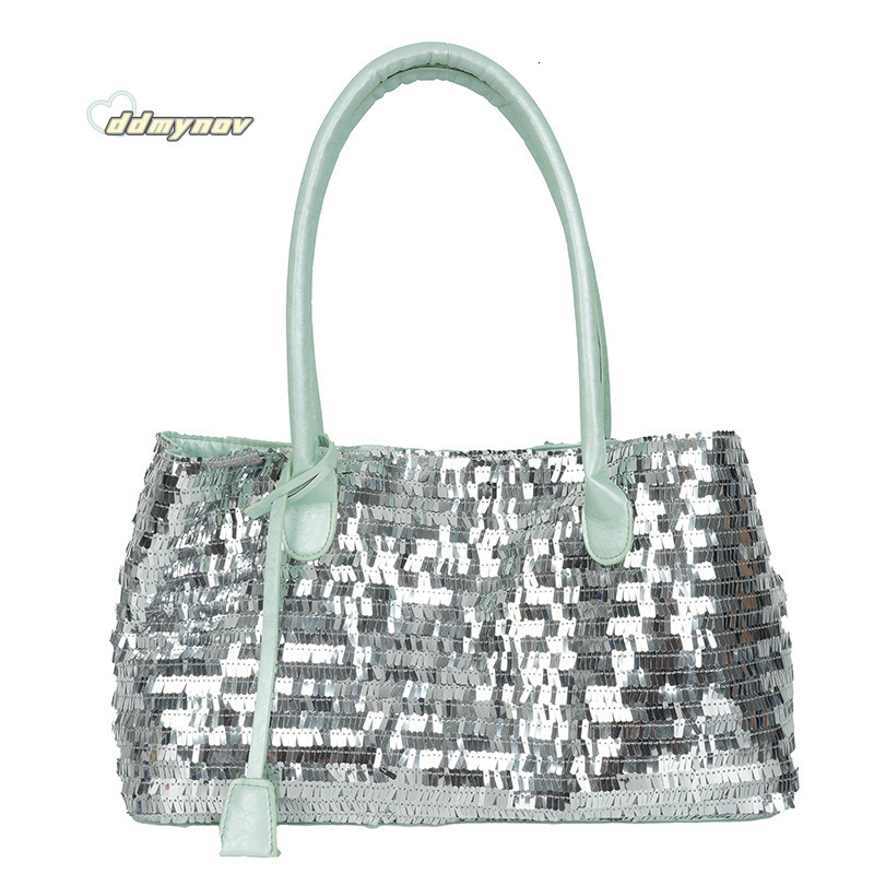 Korean Style Fashionable Chic Tote Bag for Women 2025 Summer Niche Sequin Versatile Large Capacity Shoulder Handbag Trend ddmynov ddmynov