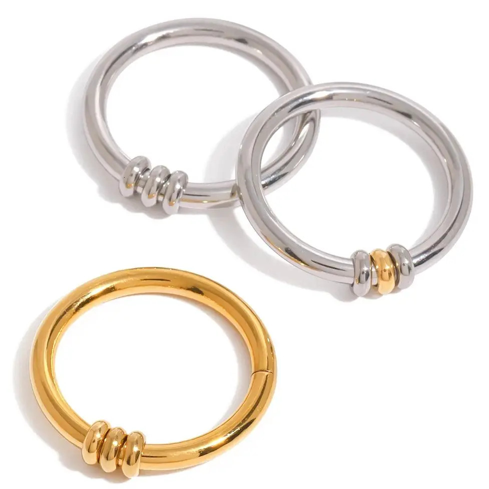 Youthway Stainless Steel Waterproof Small Pendant Hoop Rings Color Preservation Gold Silver 18K Gold-plated Jewelry Gift 250610