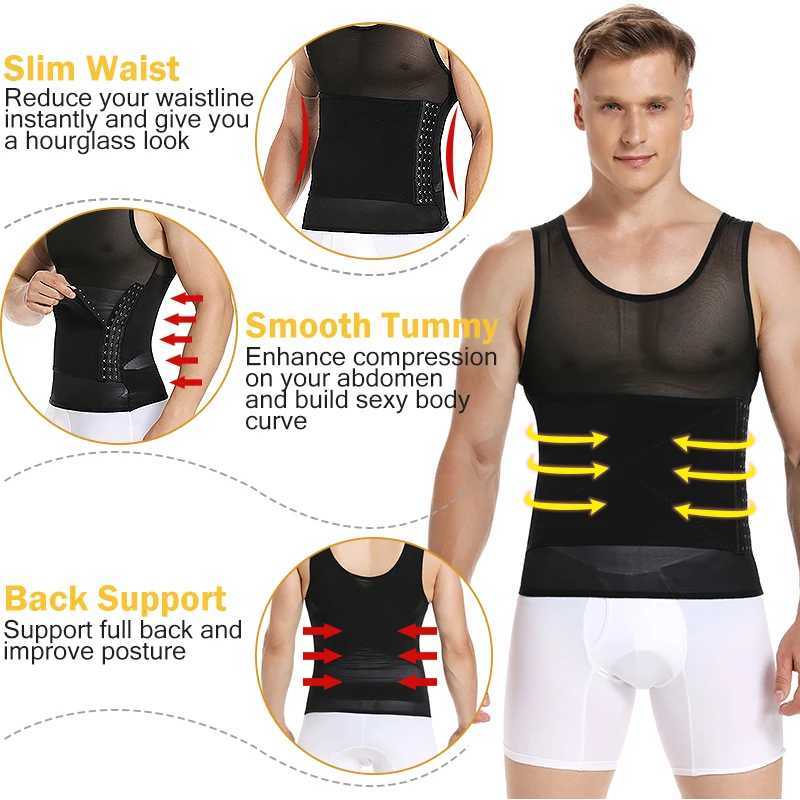 Shape Men Slimming Body Shaper Waist Trainer Vest with Tummy Control Girdle Posture Back Correction Abdomen Tank Top Shapewear W250616