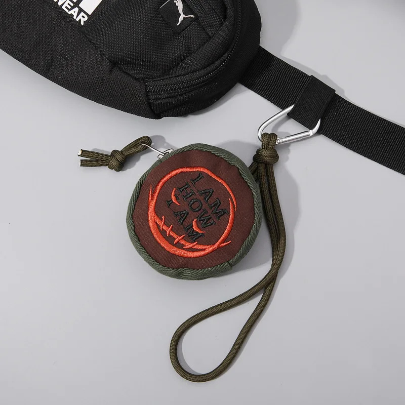 Unique Round Coin Purse Womens Bag Keychain Pendant Corduroy Embroidery Portable Headphones Car Key Bag Change Wallet 250614