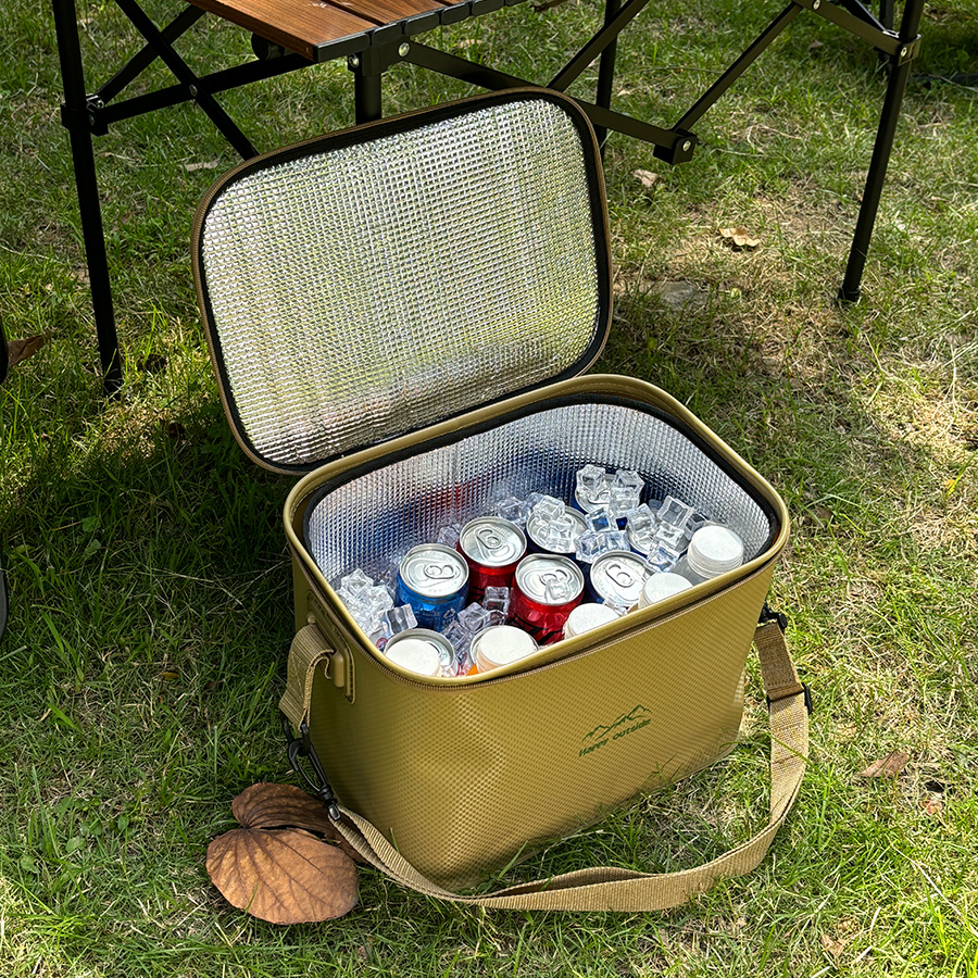 18-20L Camping Cooler Box, Eco-Friendly Insulated Food Storage Bag, Collapsible Cooler Odor, Office Cooler Bag, For Family Outing Road Trip Travel (Ur