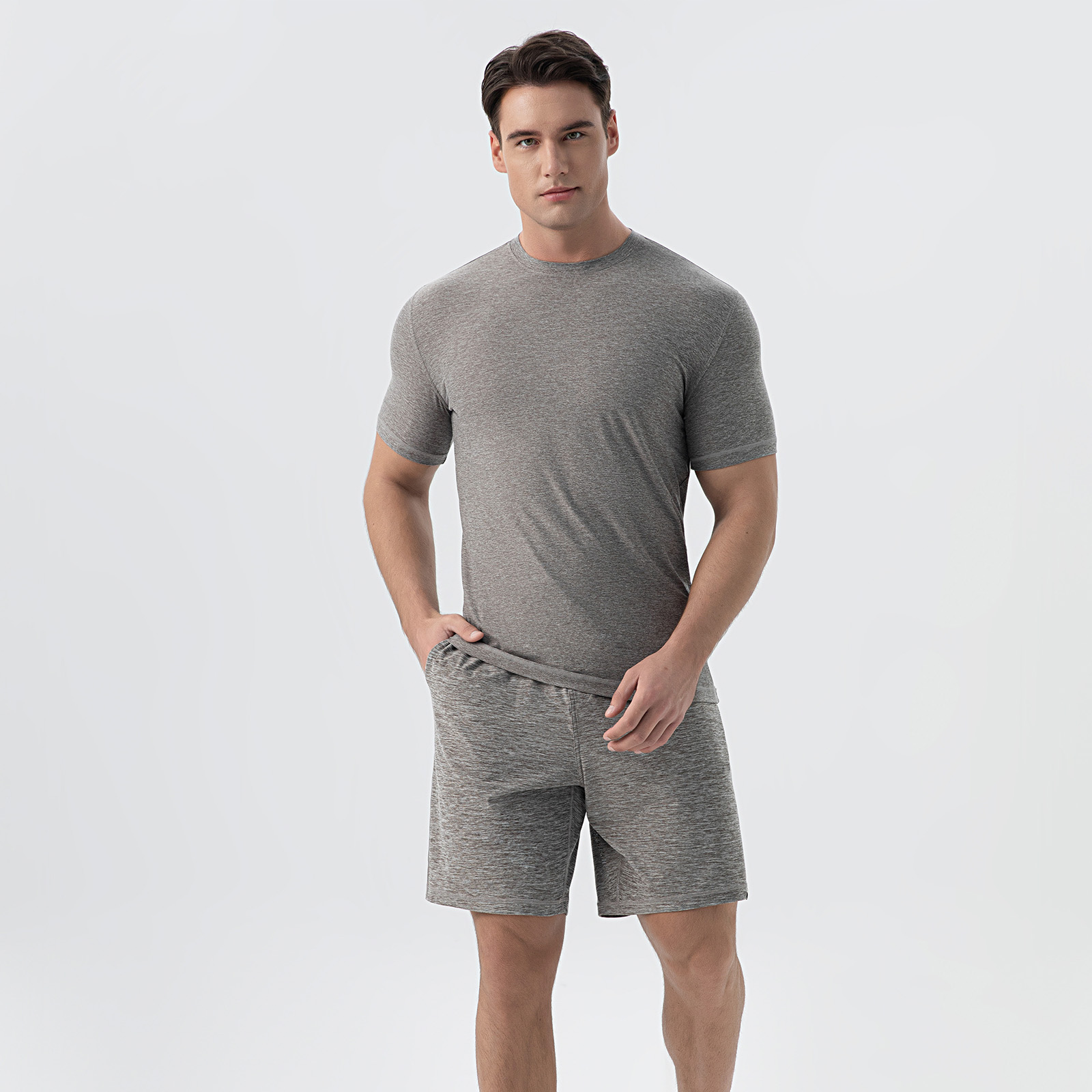 Men's Heather Grey Cotton Blend T-Shirt - Breathable & Long-lasting Summer Casual Wardrobe Essential