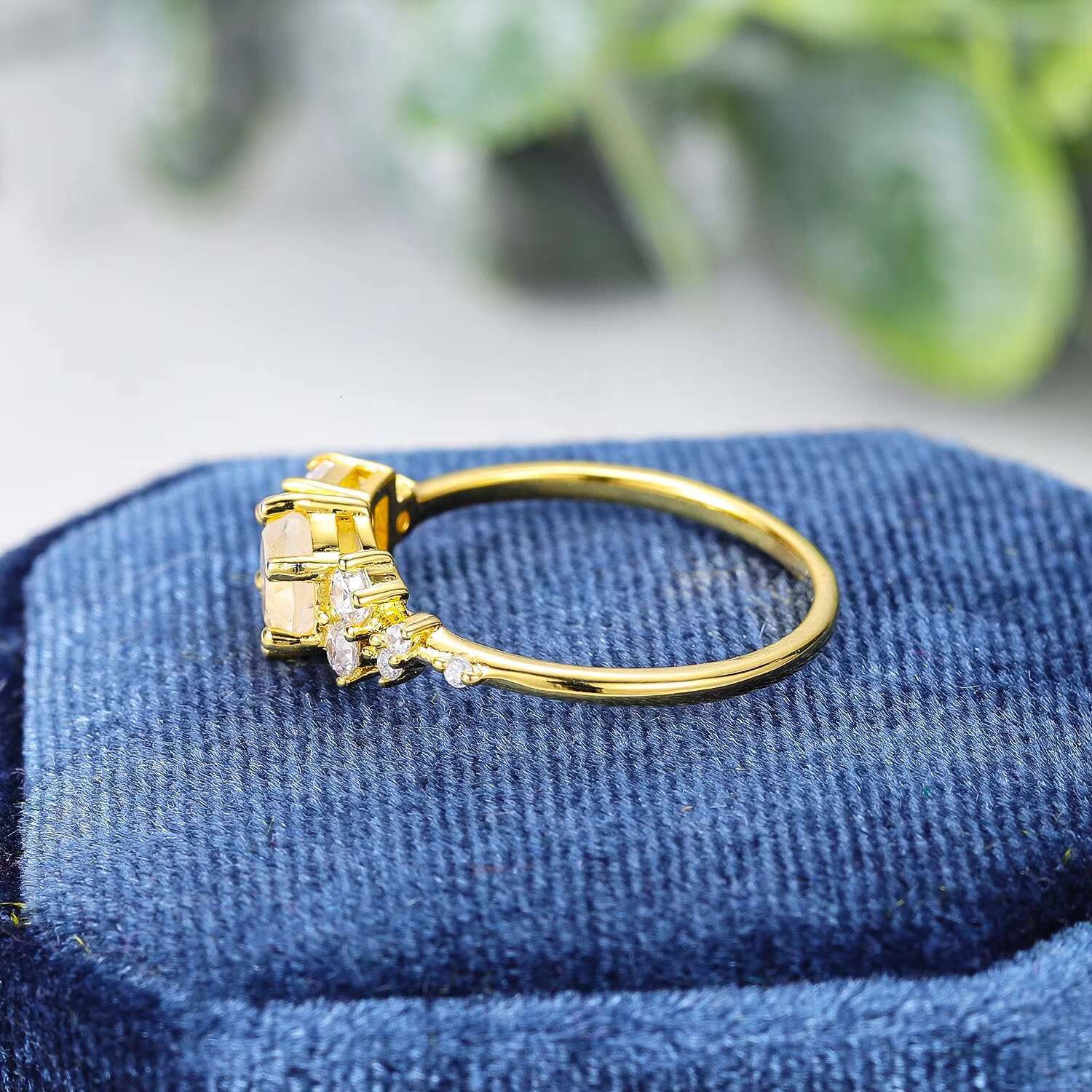 OL1004 Abiding Fancy Radiant Round Cut Moissanite Cubic Zirconia 925 Sterling Sliver Engraved S925 White Moissanite Ring