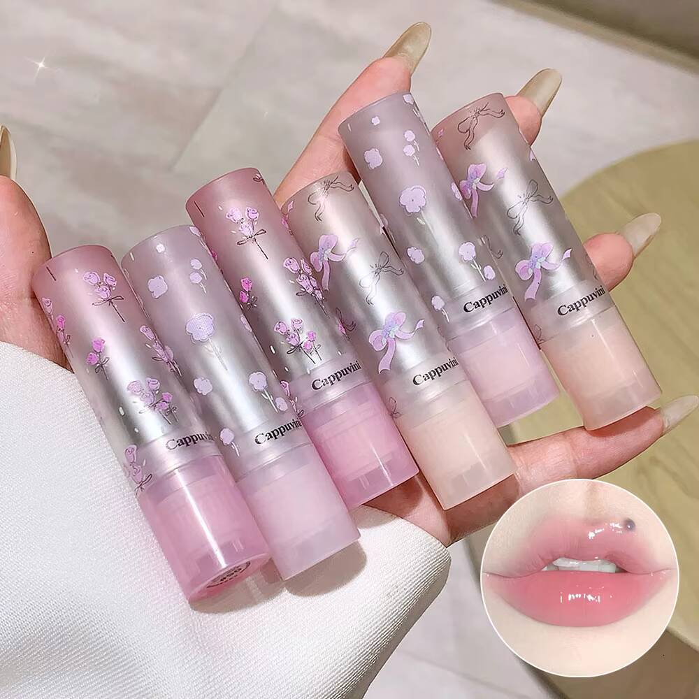 Cappuvini Sweet Girl Gloss Mirror Lip Glaze Pouty Lips Moisturizing Water Light Long-lasting Makeup Lipstick Valentines Gift happy