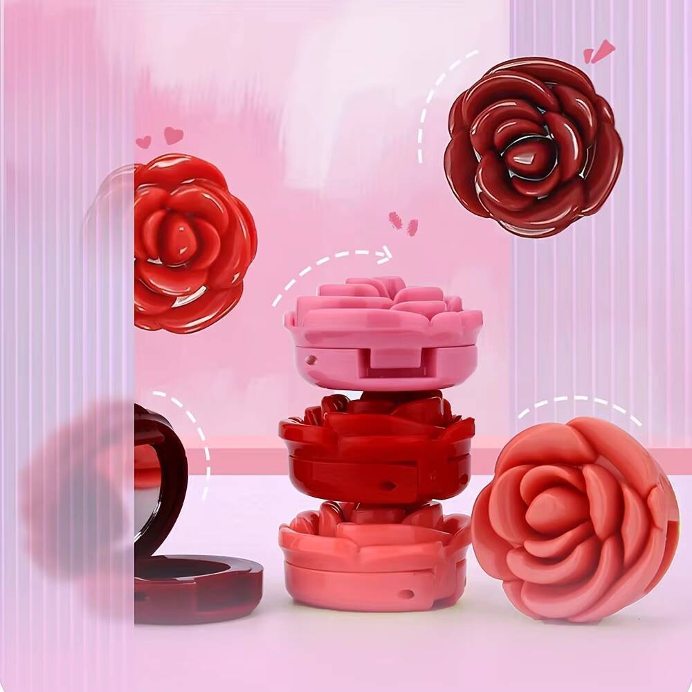 Creative Rose-Shaped Lipstick, Velvet Mousse Lip Clay Long-Lasting Lightweight Matte Makeup Effect for All Skin Types happy