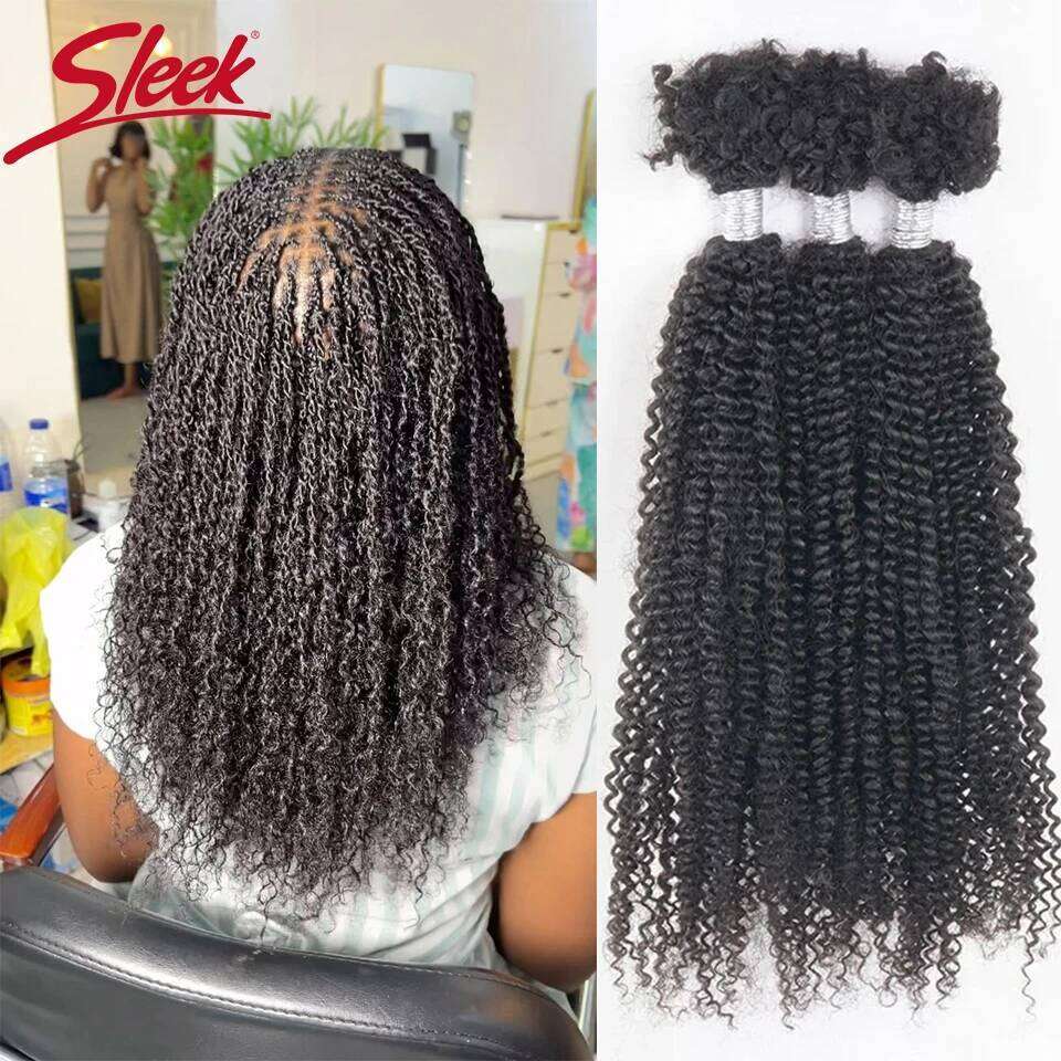 Sleek Twist Crochet Braiding 100% hair Bundles Curly Human Bulks synthetic hair QVR 3 PCS Afro Kinky V Bulk Hair for