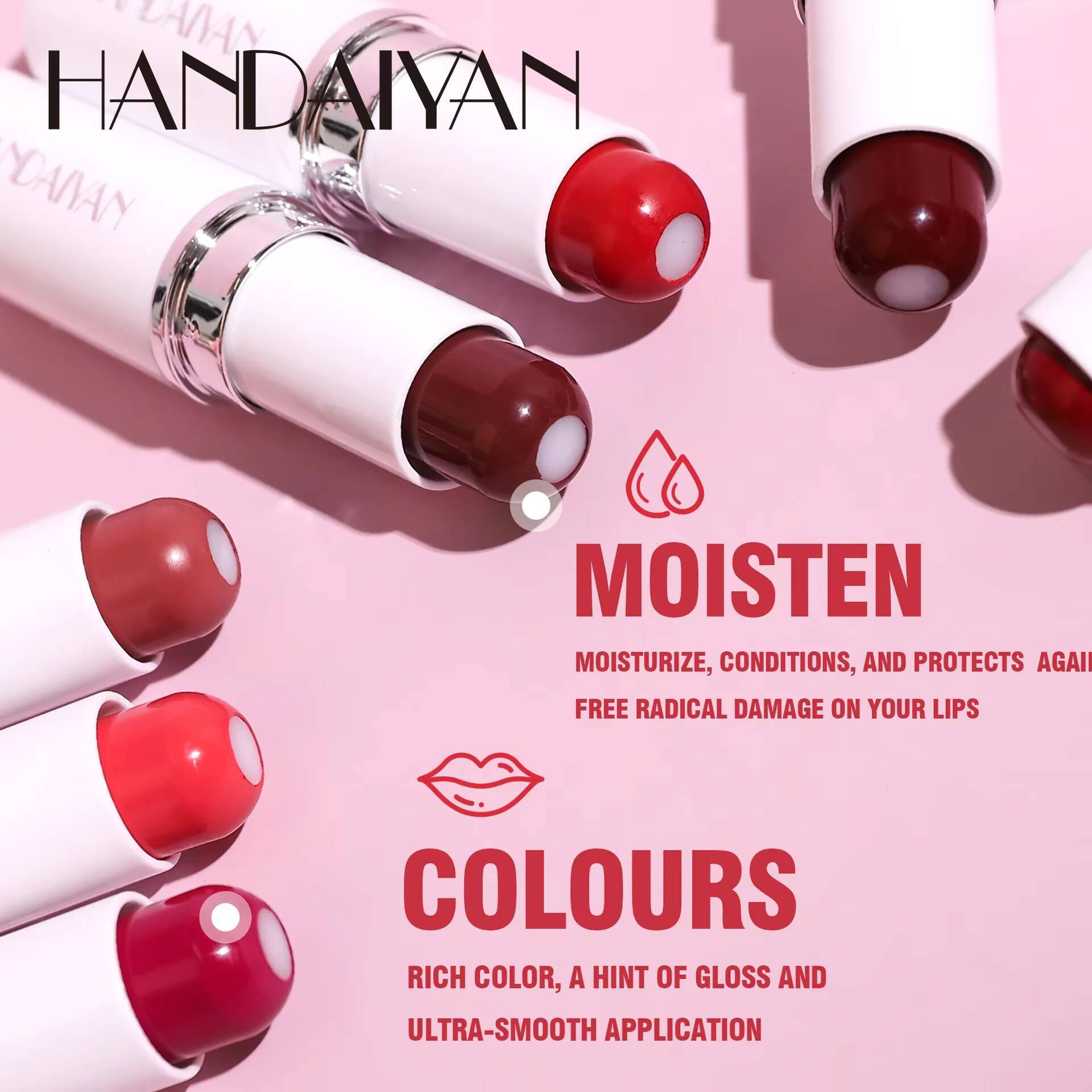 2-in-1 Nude Matte Red Balm Moisturizing 8 Colors Sandwich Lipstick Waterproof Long Lasting Non-stick Cup Lip Stick happy