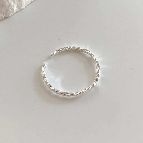 PONYKISS 925 Sterling Silver Minimalist Geometric Round Rings for Women Trendy Fine Jewelry Opening Irregular Accessories 250610