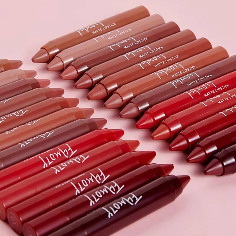 12 Colors Matte Pen Waterproof Velvet Nude Lipstick Pencil Sexy Red Brown Pigments Lips Makeup Long Lasting Lip Tint happy