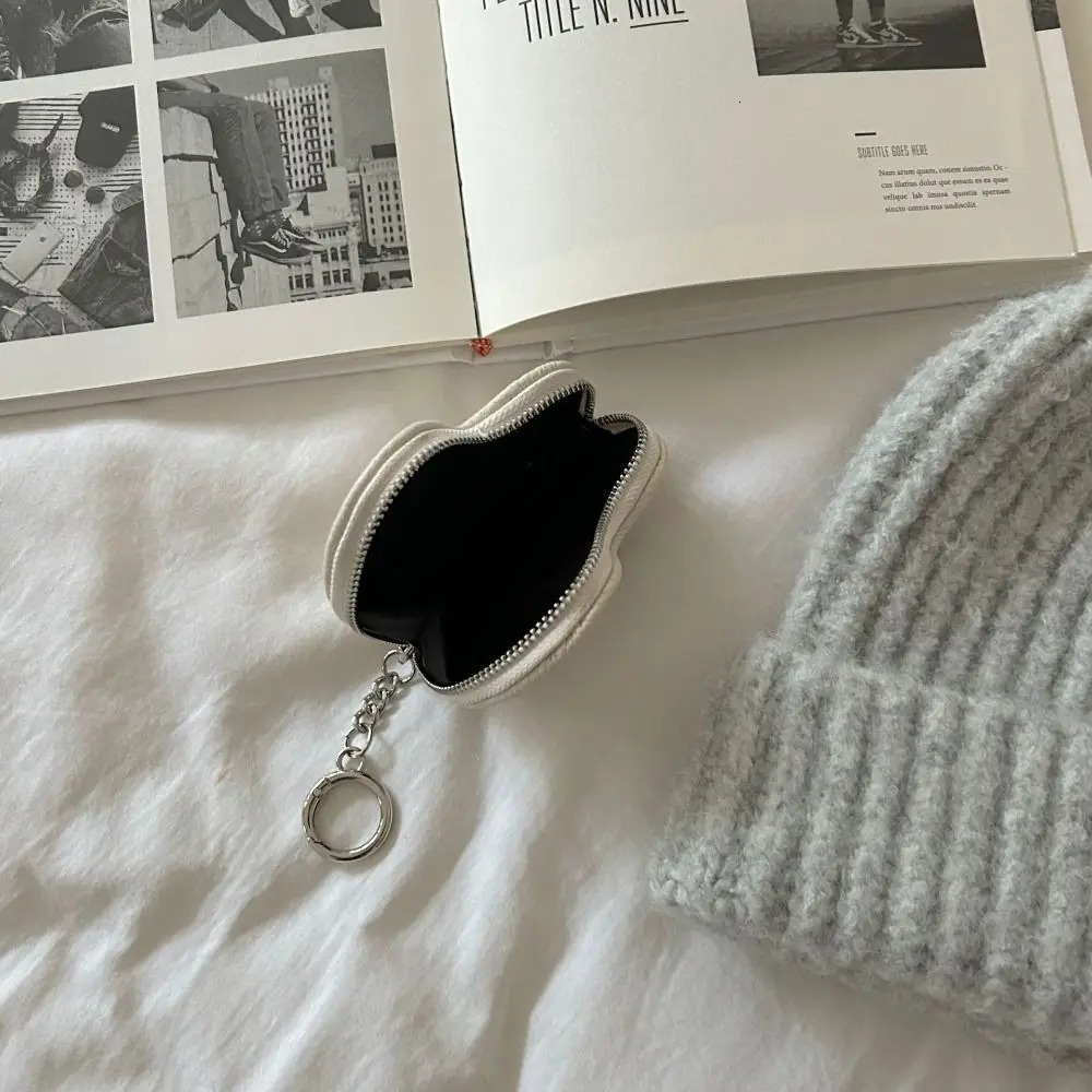 Portable Pendant PU Leather Coin Purse Zipper Love Cute Card Holder with Keychain Clutch Bag Earphone Bag Women 250614