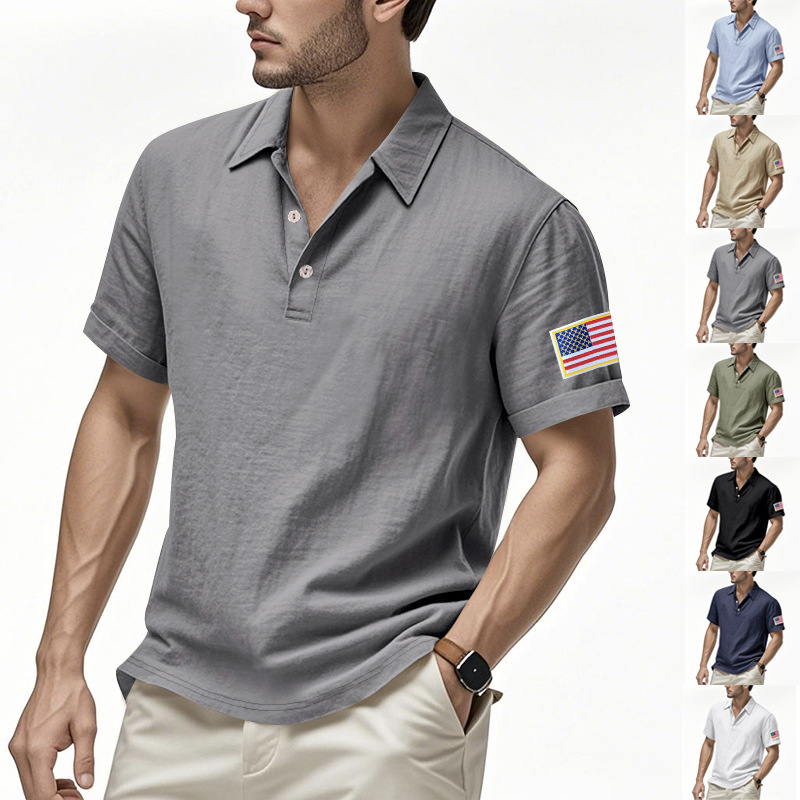 Fashion t shirt mens designer polo Breathable linen heavy-duty embroidered lapel loose POLO shirt with short sleeves European code: S-3XL