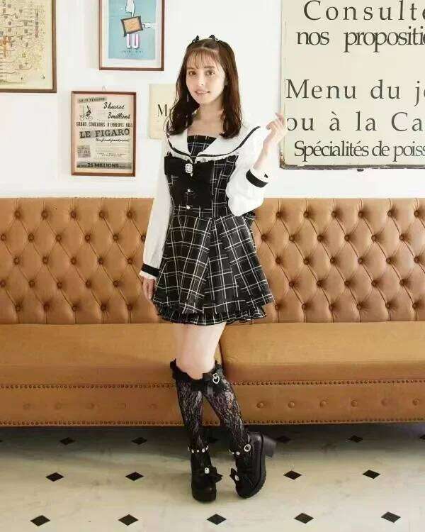 Rojita Japanese Sailor Collar Long Sleeve For Women Spring Summer Sweet Lolita Bow Dress Shorts Suit Women's Two-Piece Set