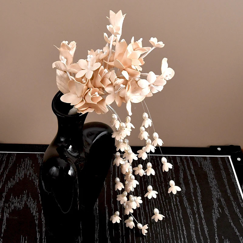 Flower Hair Barrettes Bridal Wedding Tiara Flower Pearl Tassel Hairpin Wedding Hair Accessories 250610