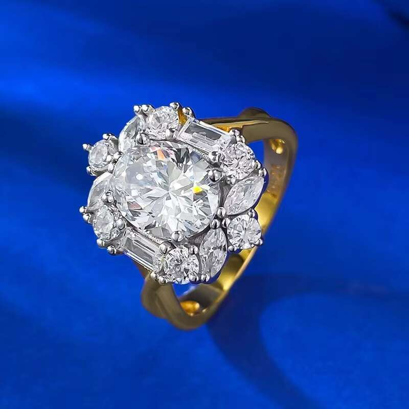 Wholesale High Quality 7*9mm 2ct Oval Cut D Color Moissanite 18K Plated Jewelry 925 Sterling Silver Women Wedding Rings