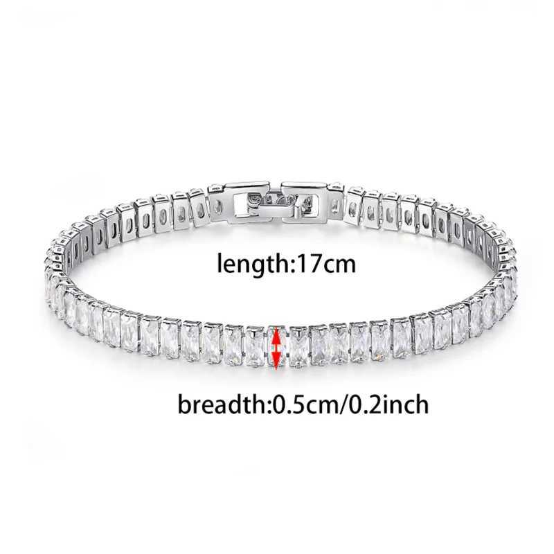 2024 New Luxury Princess Cut 17cm Silver Color on Hand Bangle for Women Anniversary Gift Jewelry Wholesale S5776 Z250616