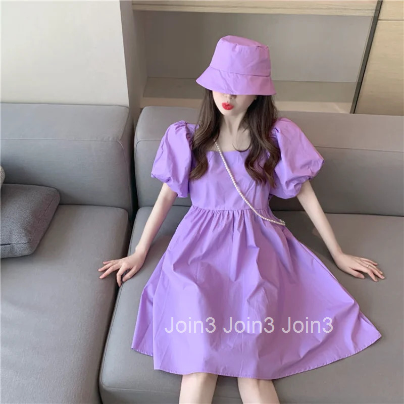 Dresses for Women 2025 Kawaii Clothes Purple Woman Dress Birthday Cute Fairy Midi Cotton New Features of Aesthetic In One-piece