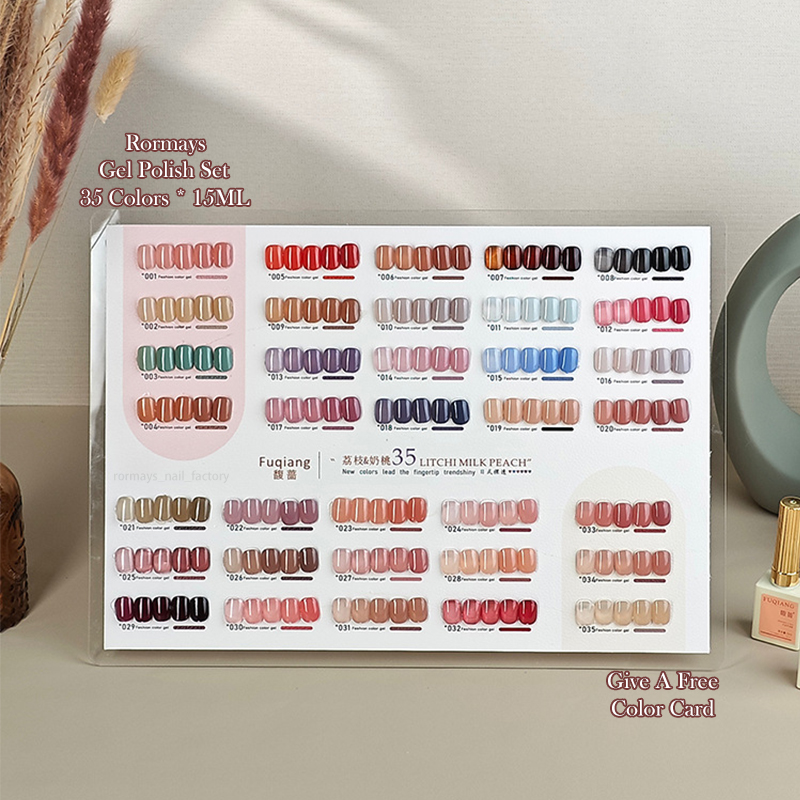 Roramys Spring Summer Frozen Gel 35PCS Nail Polish Kit,Color Card,Transparent Nail Art Nail Polish,Immersive UV LED Base Paint Nail Paint Wholesale Fa