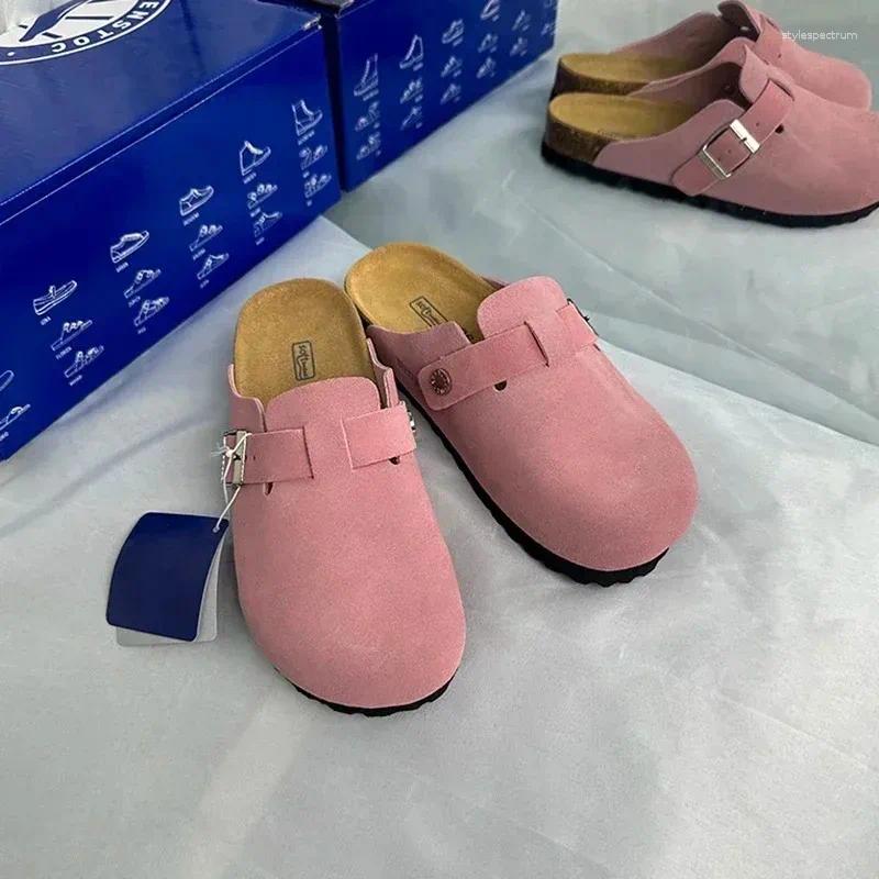 Slippers Top Quality Leather Ink Panties For Women And Men Fashion Summer All-Match Sandals Shoes Soft-Soled Susal