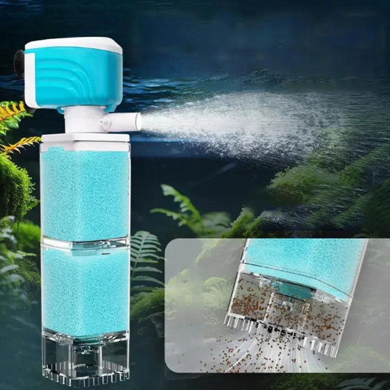 Sponge Filter Aquarium Internal Filter Water Purification Multi-functional Fish Tank Water Pump Wave Make Stool Sucker Air Pump 250613