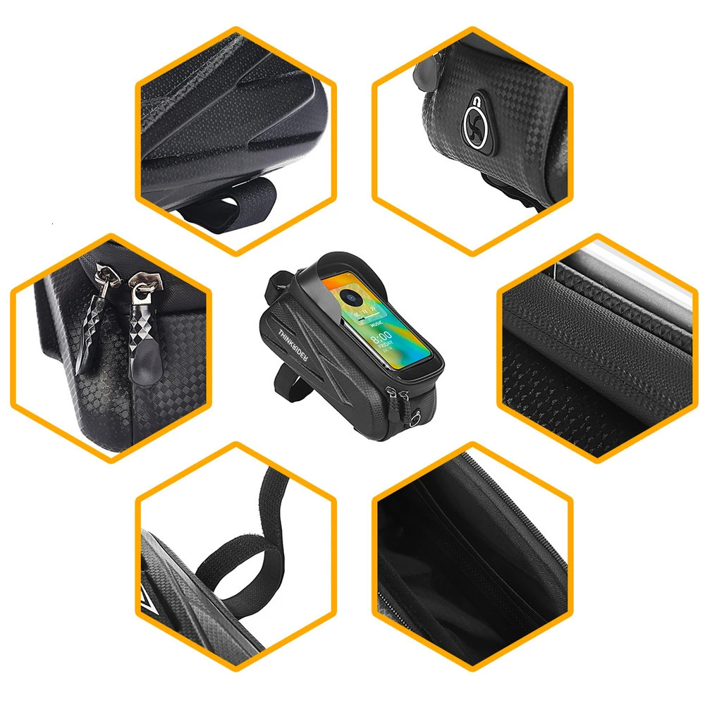 ThinkRider Bike Bag 2L Frame Front Tube Cycling Bag Bicycle Waterproof Phone Case Holder 7 Inches Touchscreen Bag Accessories 250610
