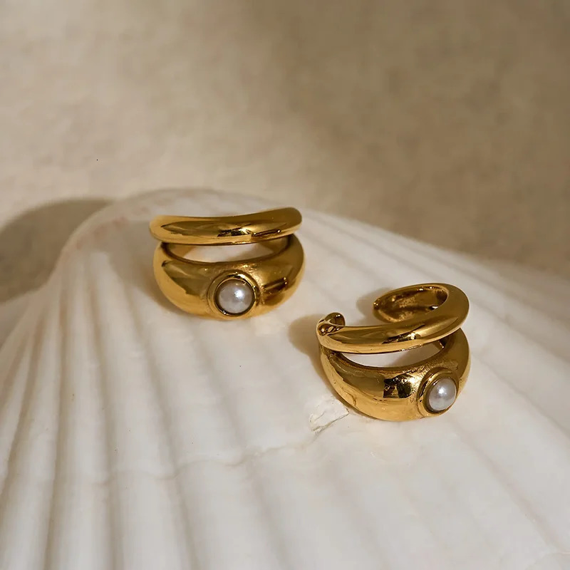 Double layered ear cuff earrings stainless steel clip on earrings non piercing punk cool jewelry in 250611