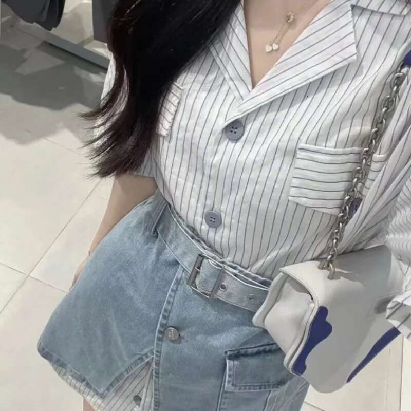 Short Sleeve Mature Skirt Womens Two Piece Set Slit Denim Y2k Clothes Formal Event New in The Same Stylish Full Female Outfits