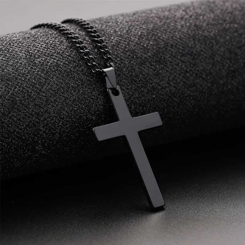 Hip Hop Black Cross Pendant Halloween Thin Chain 60cm Sweater Chain Mens And Womens Party Accessories W250616