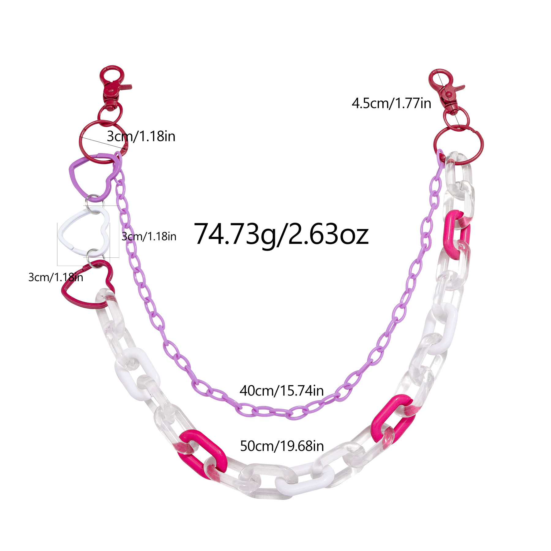 Stage Wear Dance Accessories Love flower pants chain colorful splicing acrylic chain Christmas hat pendant