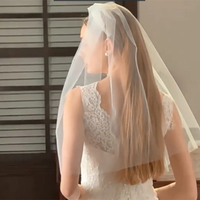 Pearl Embellished Elbow Length Wedding Veil with Crystal Headband for Bride-to-Be Bachelorette Party Pography Accessories 250610