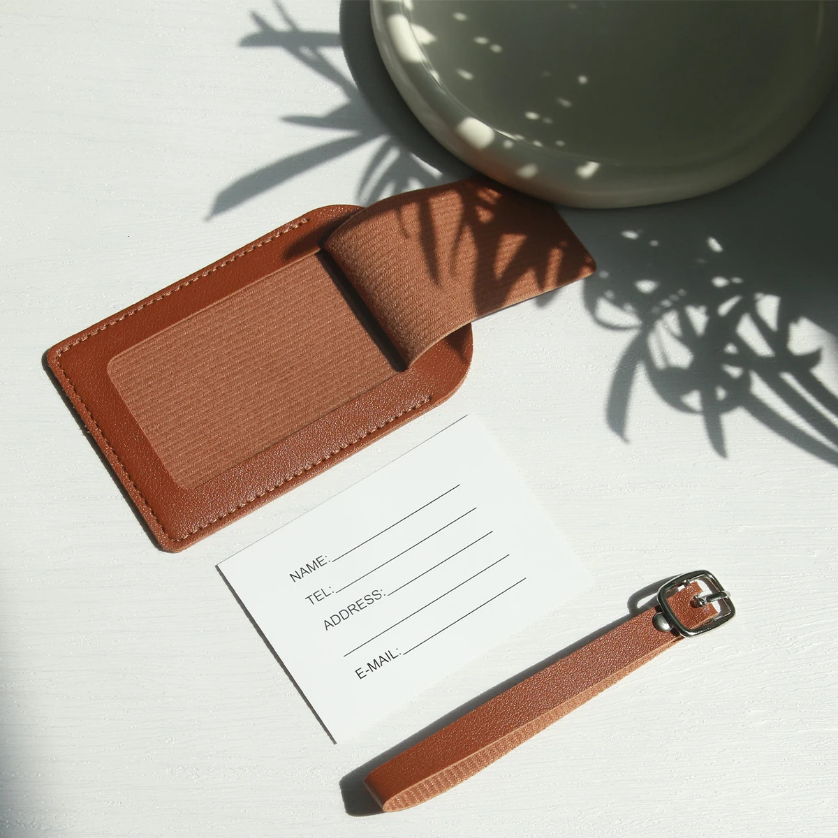 Faux Leather Luggage Tags for Men Women Suitcase Labels Baggage Tote Bag Tag ID with Full Back Privacy Cover Travel 250616