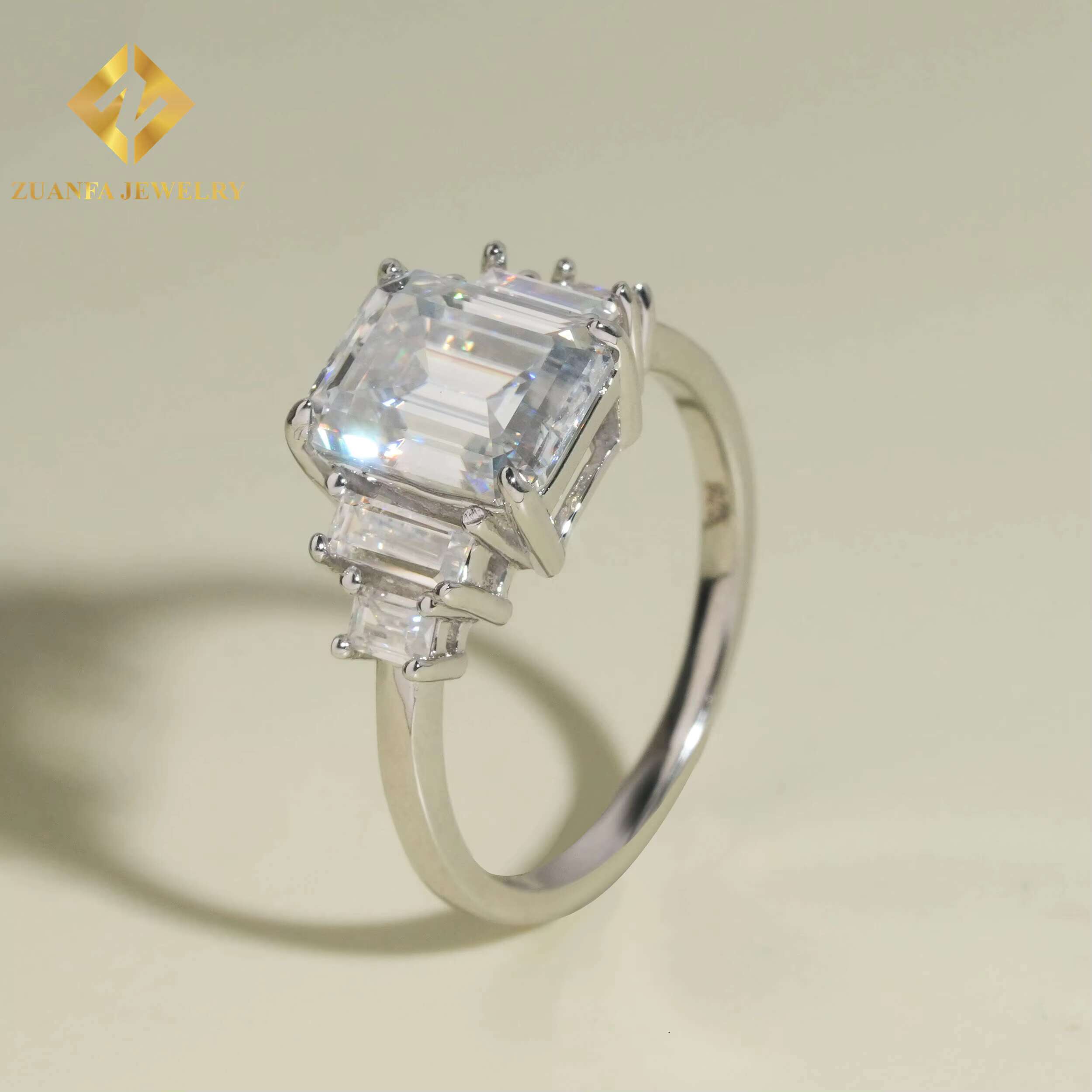 Emerald Cut 3ct Moissanite Jewelry 925 Sterling Silver VVS Moissanite Rings Jewelry Diamond Engagement Rings for Women