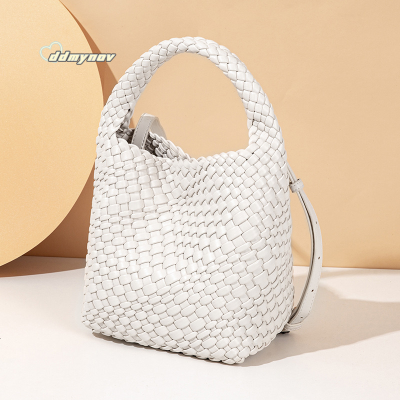 Niche Handwoven Summer Solid Color Basket Handbag Mother-Daughter Casual Shoulder Crossbody Bag ddmynov ddmynov