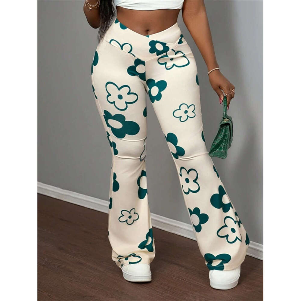 Summer New Women's Printed Slim Fit Bodycon Casual Long Pants B5