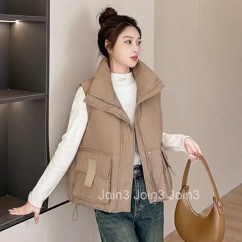 Lady Padded Cotton Giletes Half Stand Collar Short Cold Classic Youthful Womens Vests Sleeveless Warm Elegant Autumn Casual