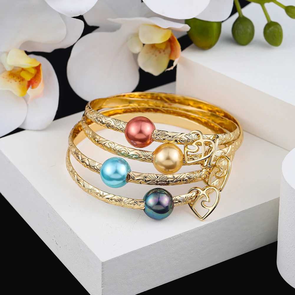 Cring Coco Hawaiian Bangle Woman New Designer Pearl Heart Charm Summer Beach Jewelry for Women Mothers Day Z250616