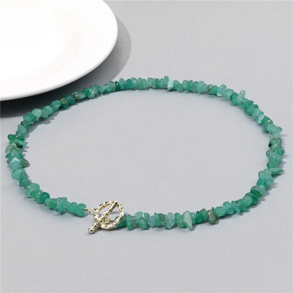 New Arrival Natural Blue Stone Choker Necklace Irregular Healing Gravel Aquamarines Crystal Quartz Chip Beads Necklace For Women Jewelry V250616