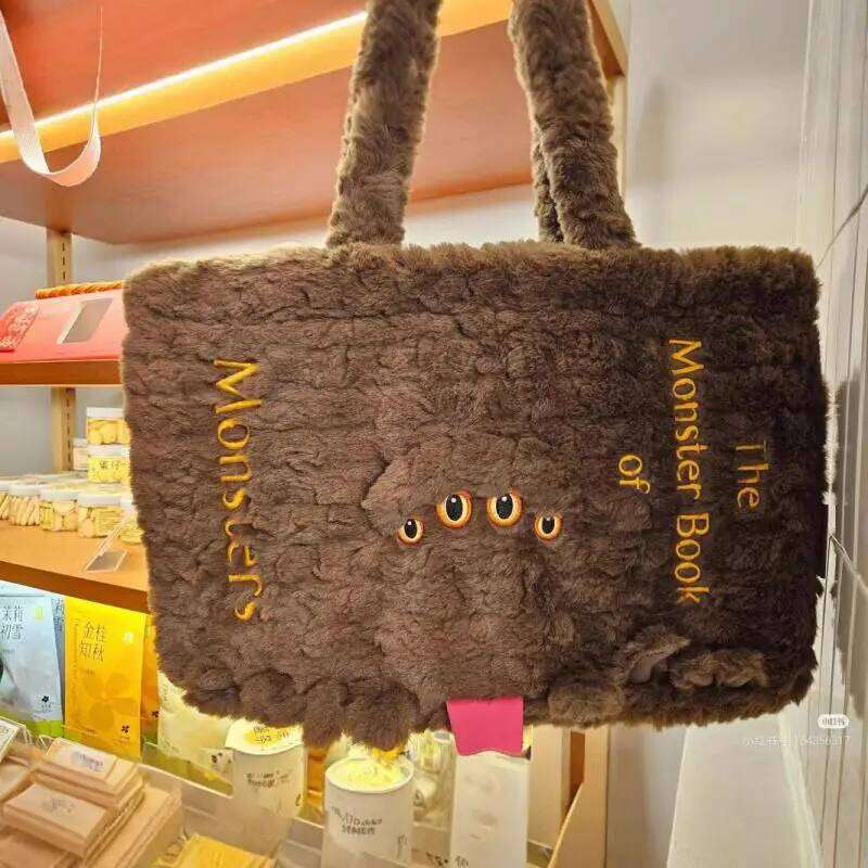 2025 Autumn And Winter New Plush Spider Eye Embroidered Monster Women Large Capacity Shopper Single Shoulder Tote Bag Trendy