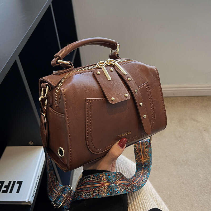 Handbag Solid Color Texture Women's Shoulder Versatile Casual Elegant Crossbody Bag