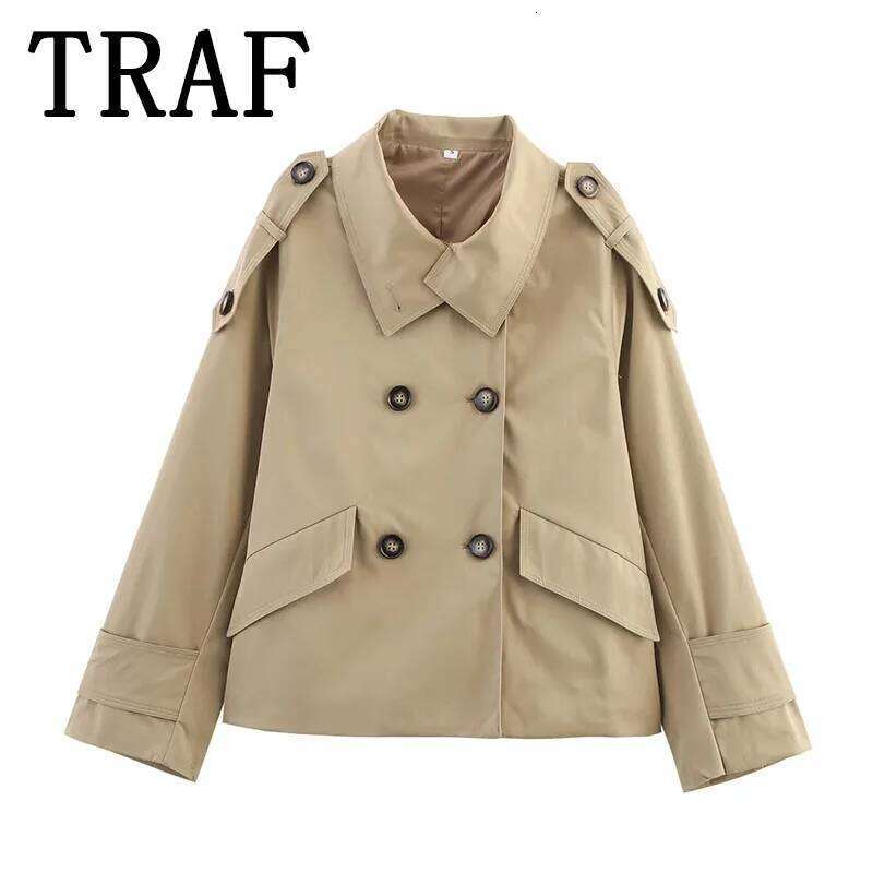 TRAF Women Jacket 2025 Women's Two Tone Short Coat Fashion Windbreaker Style Casual Jackets Streetwear New In Outerwears