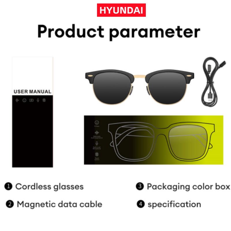 HYUNDAI Luxury designer sunglasses with bluetooth headphones mens Classic UF-C8 Sun Glasses HD Call voice smart earphones Outdoor Sports Hands Free Ca