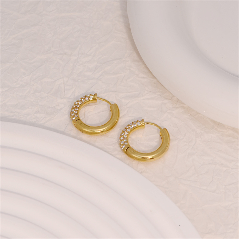 Fashion Light Style Simple Elegant Dia-Studded Earrings for Women Versatile High-End Titanium Steel Non-Fading Jewelry
