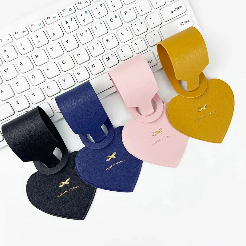 PU Heart Travel Luggage Tags Leather Solid Boarding Accessories Packing Bags 250616