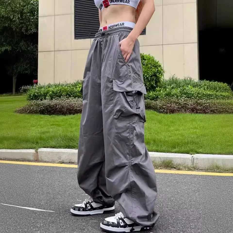 Vintage American Style Loose-Fit Straight-Leg Cargo Pants with Sensibility Pocket for Men and Women Summer Y2K Trousers Wide Leg Casual XJ250616