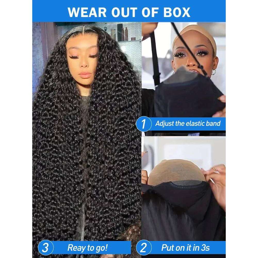 Luvin 220 Density Brazilian 13x6 HD Deep Wave Lace Frontal Human Hair 30 40 Inch Loose Curly Wigs Glueless 6x6 Closure Wig