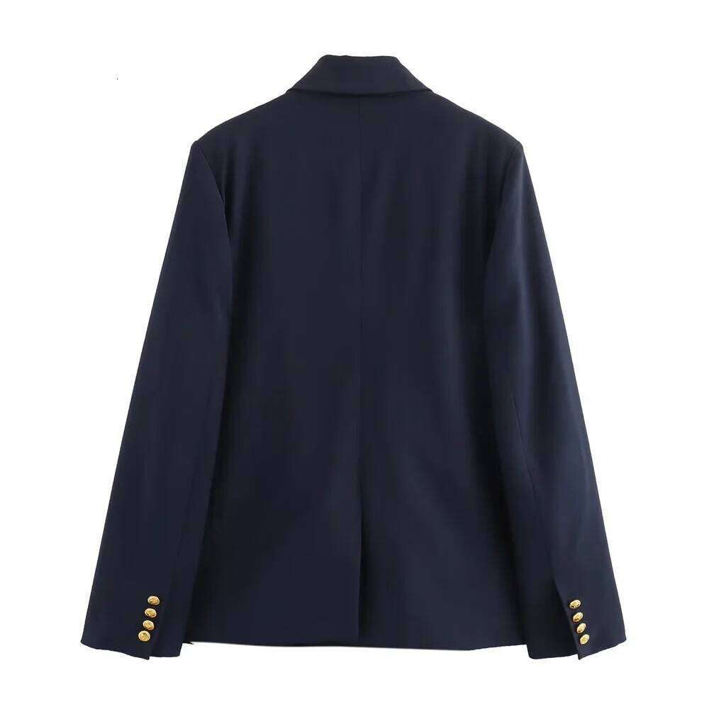 2025 Autumn New Style European And American Fashion Double Breasted Lapel Long Sleeved Suit Commuting Casual Loose Jacket